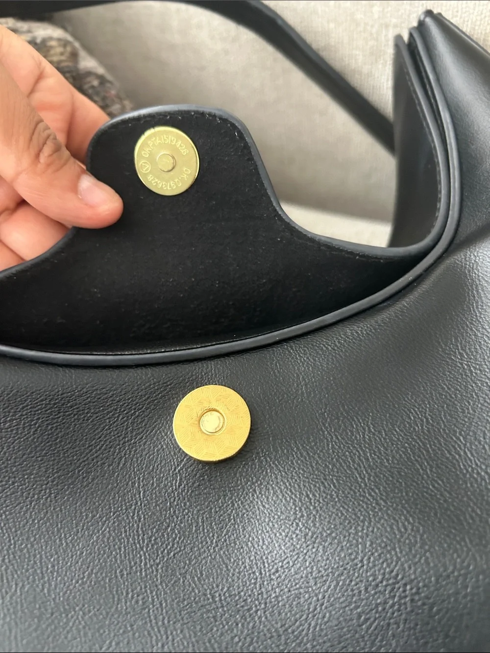 Madison West Black Leather Hobo with Gold Accent